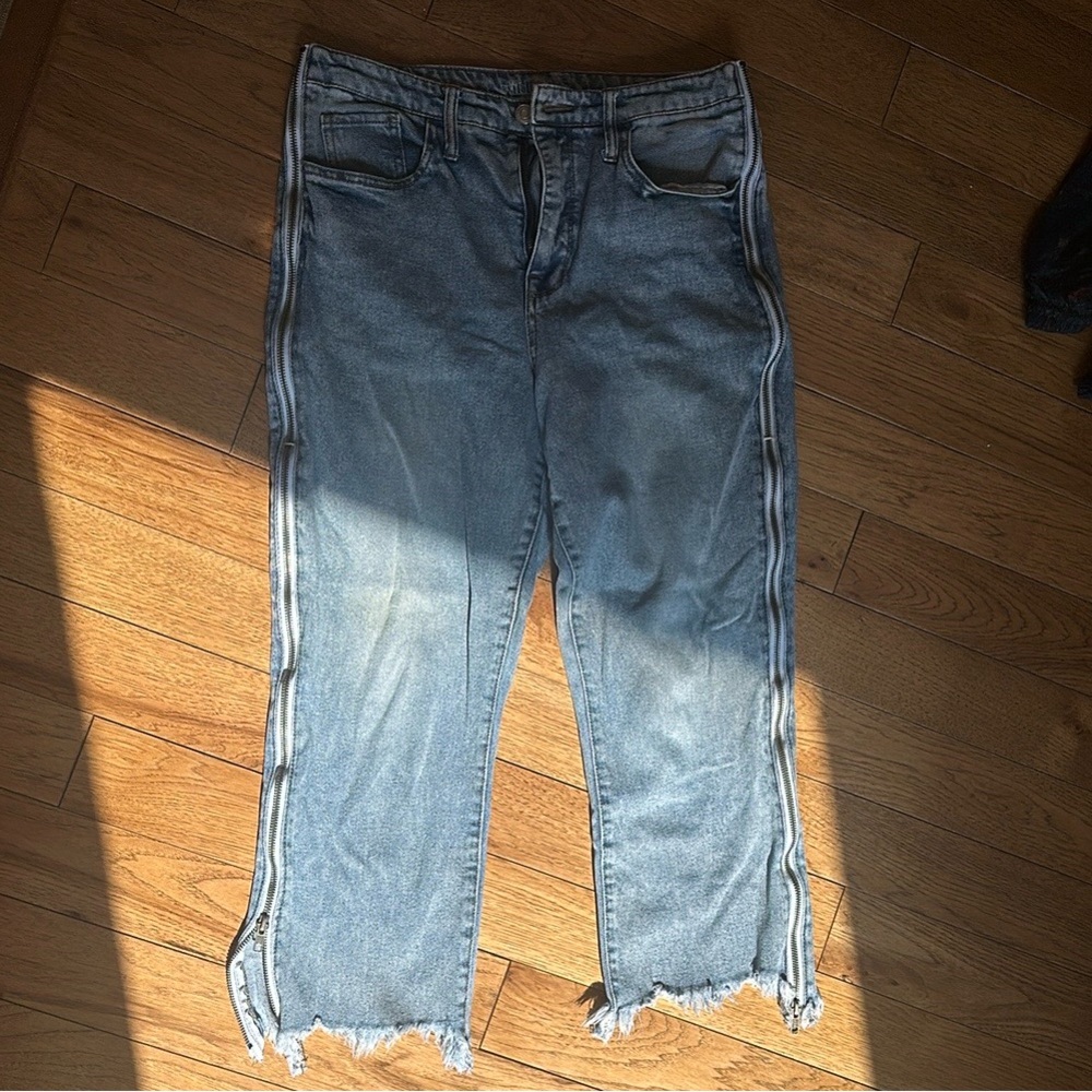 Wild Fable Jeans with Frayed Hem & Zipper Detail